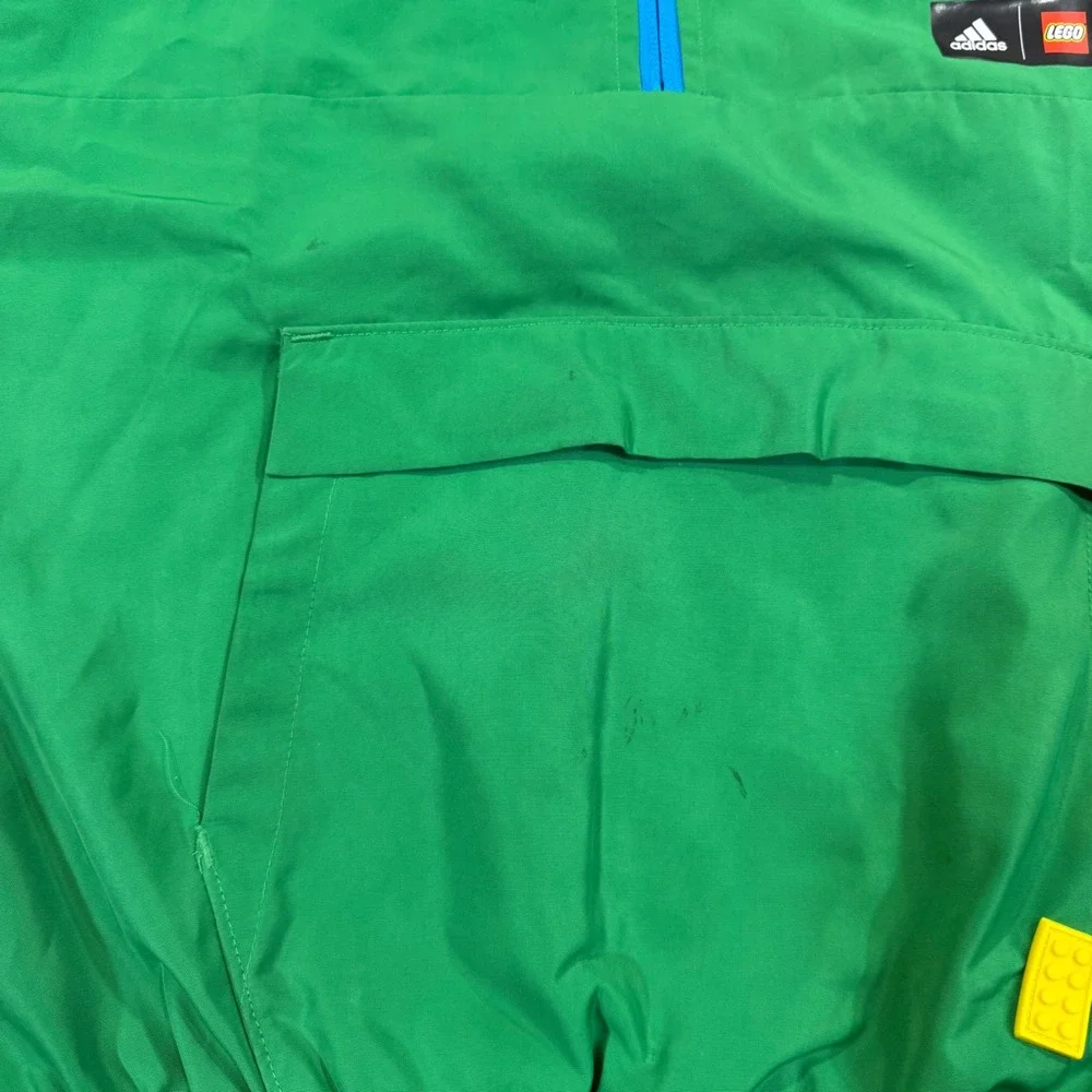 Adidas x LEGO Windbreaker Anorak Boys XS Green Blue WIND.RDY Jacket Quarter Zip - Picture 5 of 10